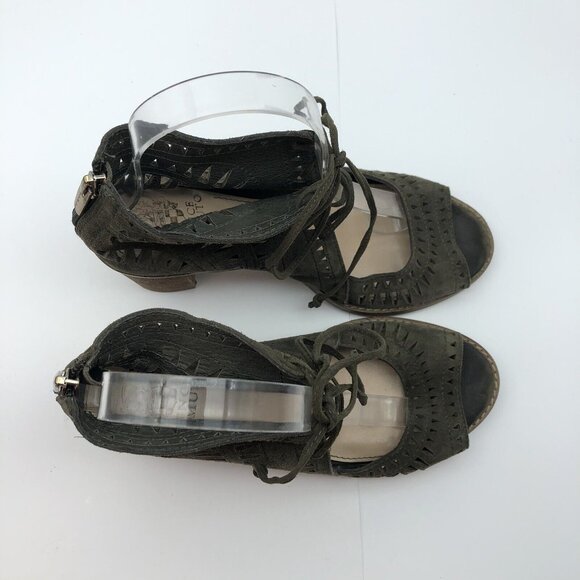 Vince Camuto Tarita Sandals Women's Size 6.5 Cutout Lace-Up Olive Green - Picture 7 of 13